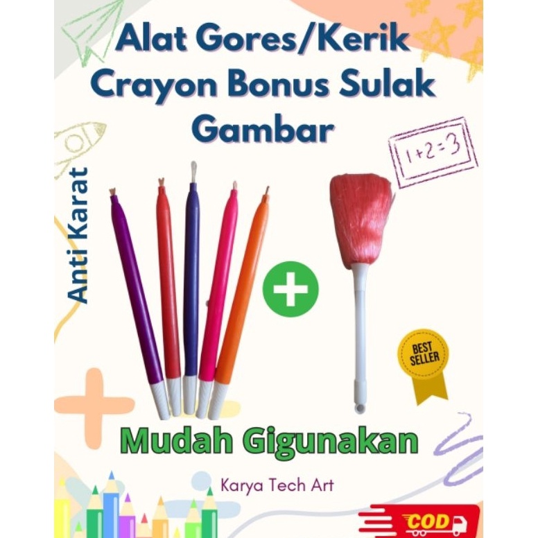 

ALAT GORESKERIK CRAYON BONUS SULAK BOX TEMPAT PENYIMPANAN Gagang plastik a O7X6