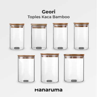 Geori - Toples Kaca Bumbu Tutup Kayu Bamboo