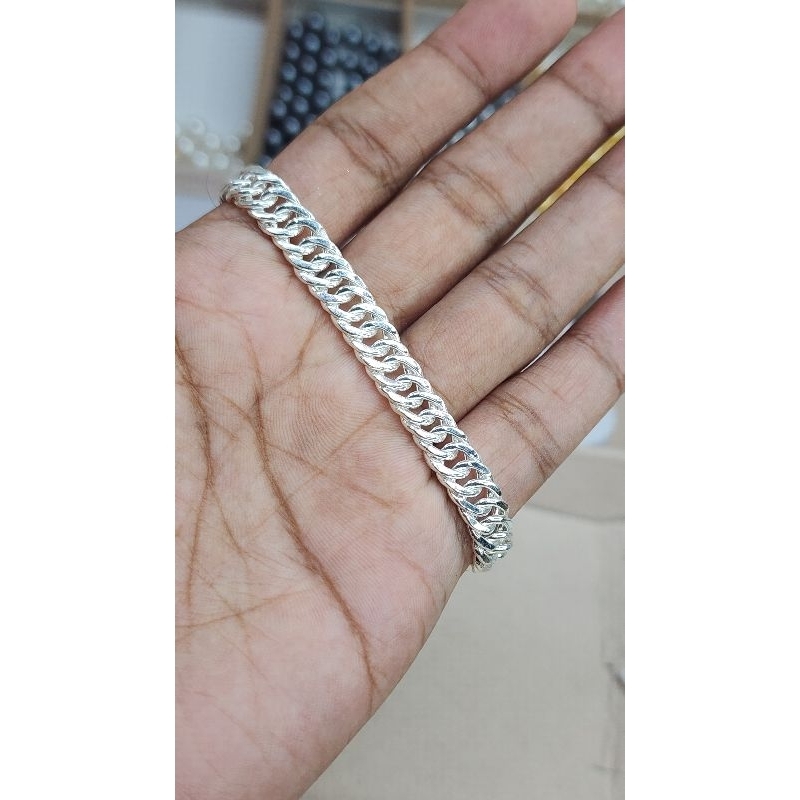 Gelang rantai double 6-7mm  lapis perak Gelang Lipan Gelang sisik naga