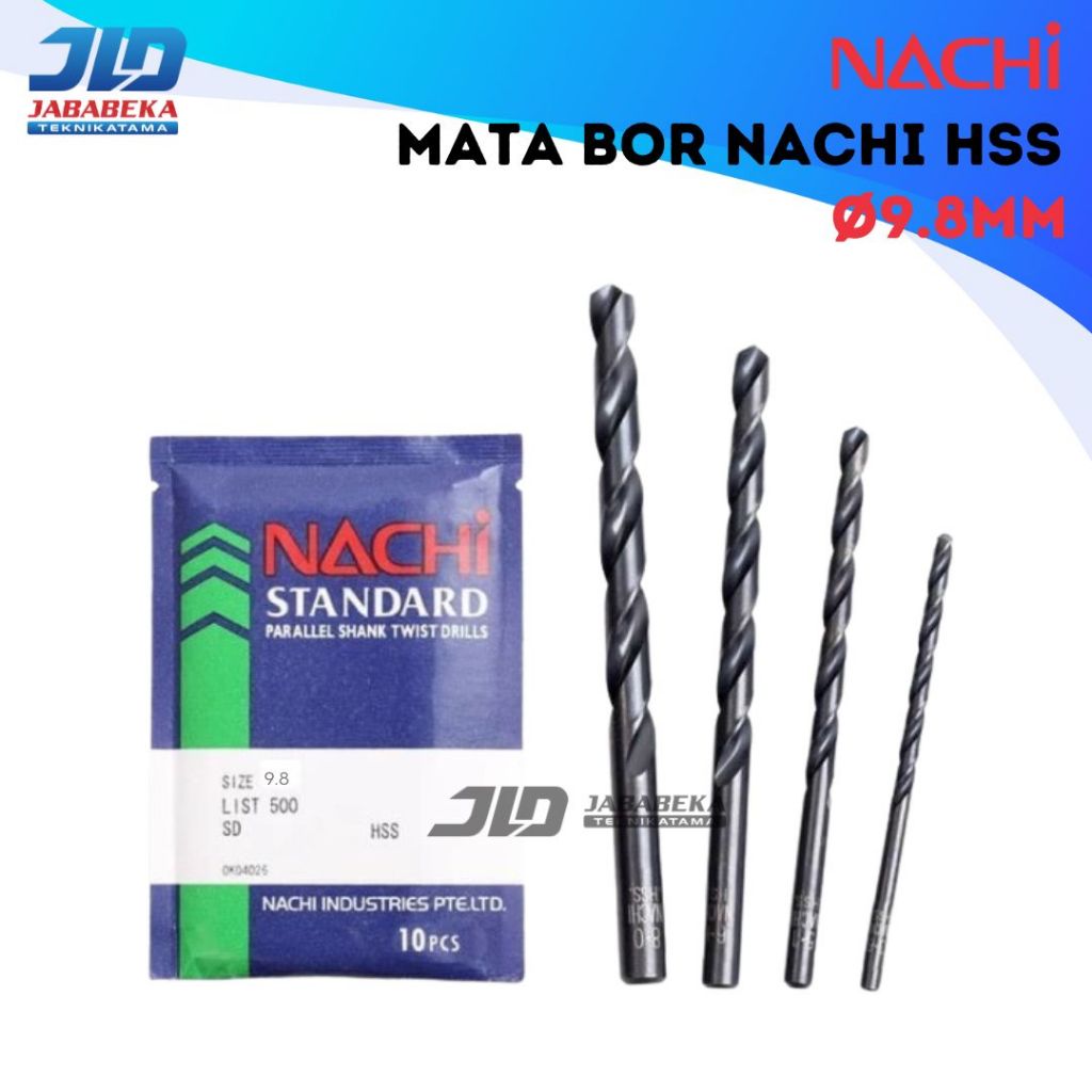 NACHI Mata Bor 9.8 mm Drill 9.8mm HSS Mata Bor Besi Merek NACHI