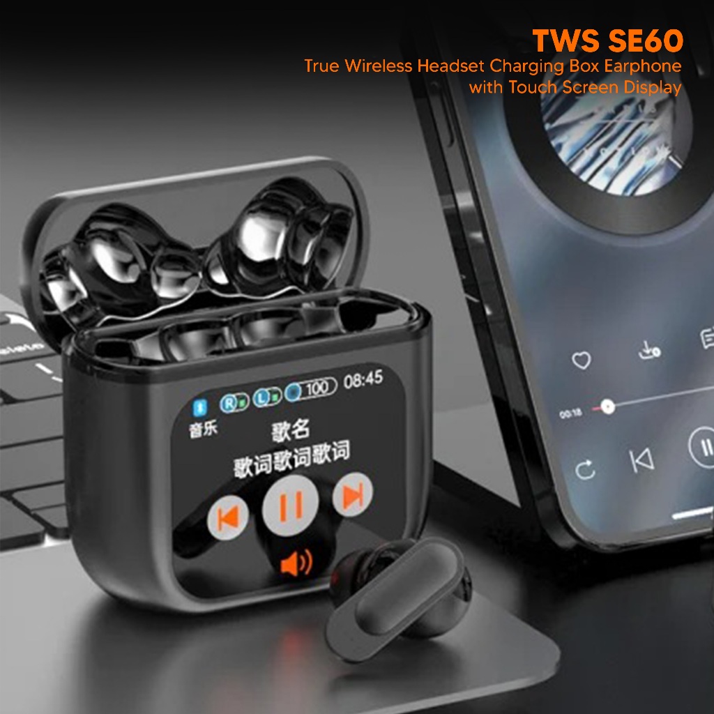 TWS SE60 HEADSET BLUETOOTH HANDSFREE WIRELEES STEREO BASS HANDSFREE BLUETOOTH ORIGINAL