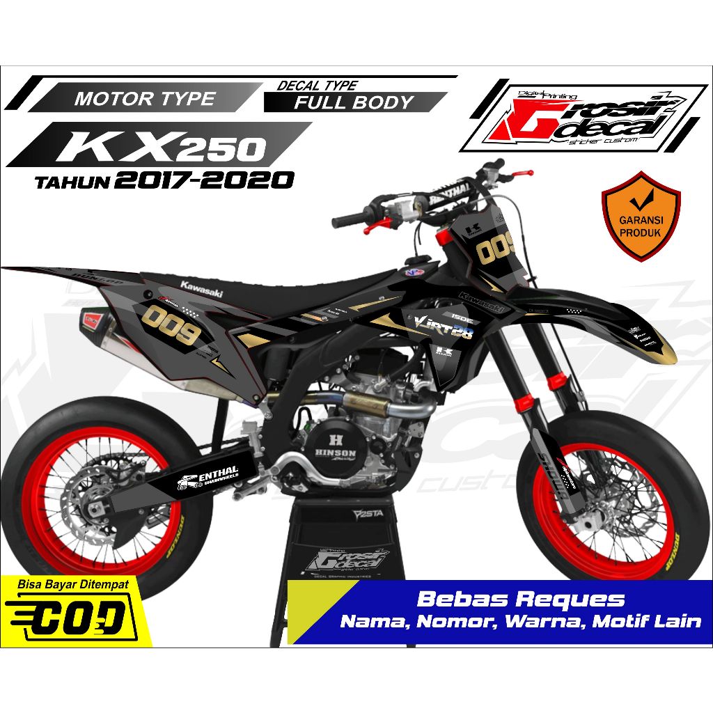 Sticker Decal Stiker KX 250 2017 Abu Tua Full Body Free Custom
