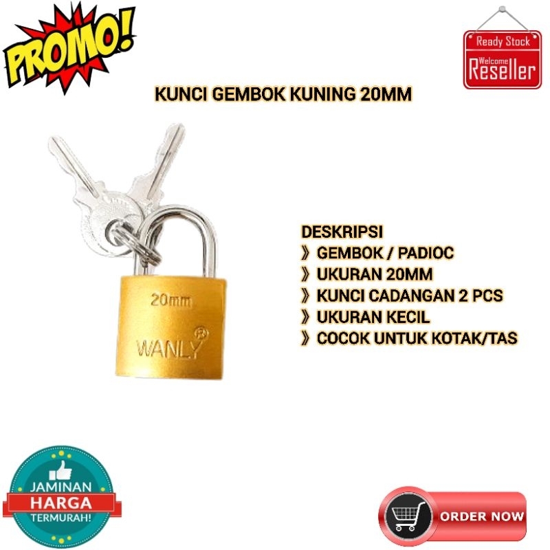 GembokKunci Koper Anti Maling Pintu Slock Anti Karat 20mm Gembok Kecil Kuningan Asli