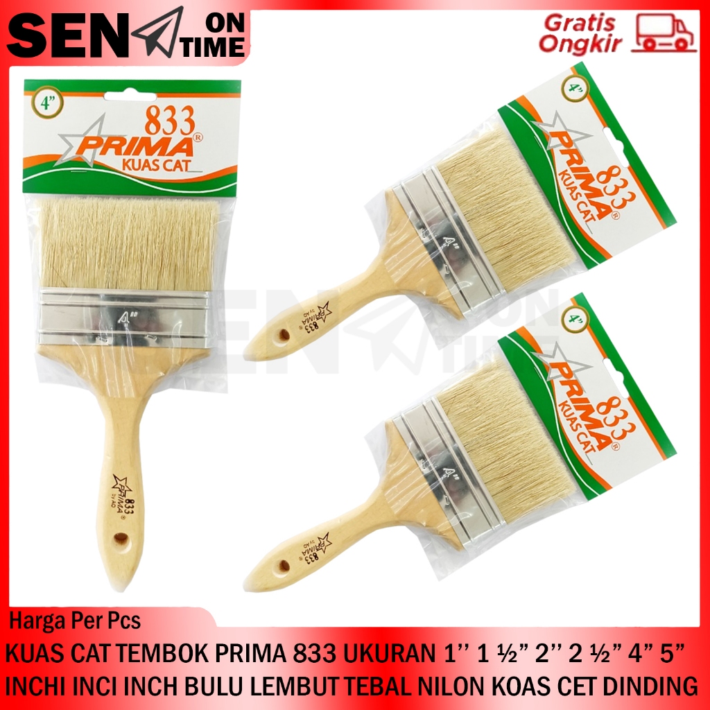 Prima 833  Kuas Cat Kayu Sikat Koas Bulu Tebal Halus Paint Brush Cet Dinding Tembok Pelapon Plafon P