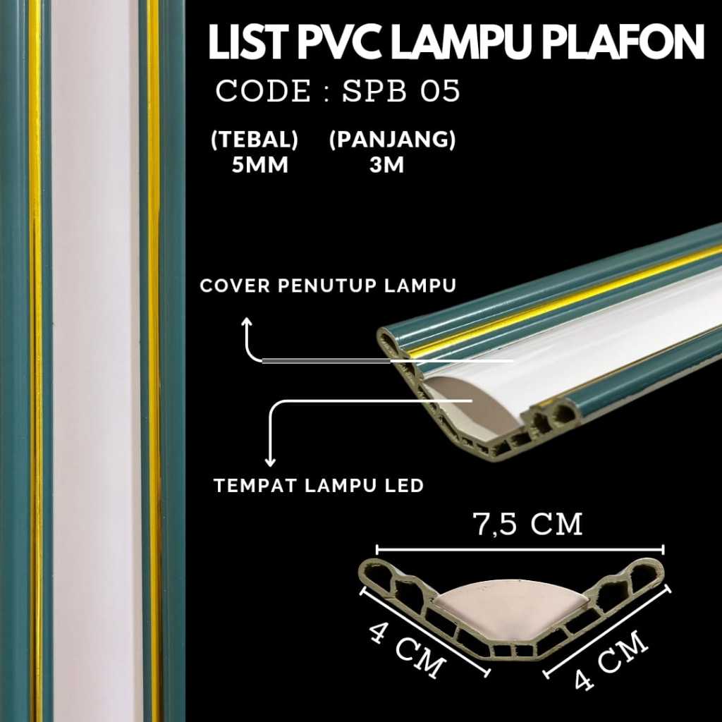 List Lampu Plafon PVC/ List Gold/ List Lampu LED Termurah