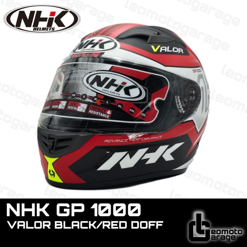 NHK GP 1000 VALOR BLACK/RED DOFF HELM FULL FACE