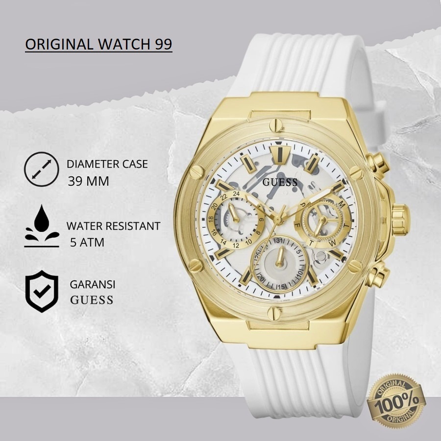 100% ORIGINAL Jam Tangan Wanita Guess GW0409L2 Jam Tangan Original - Stainless Steel & Tali Rubber