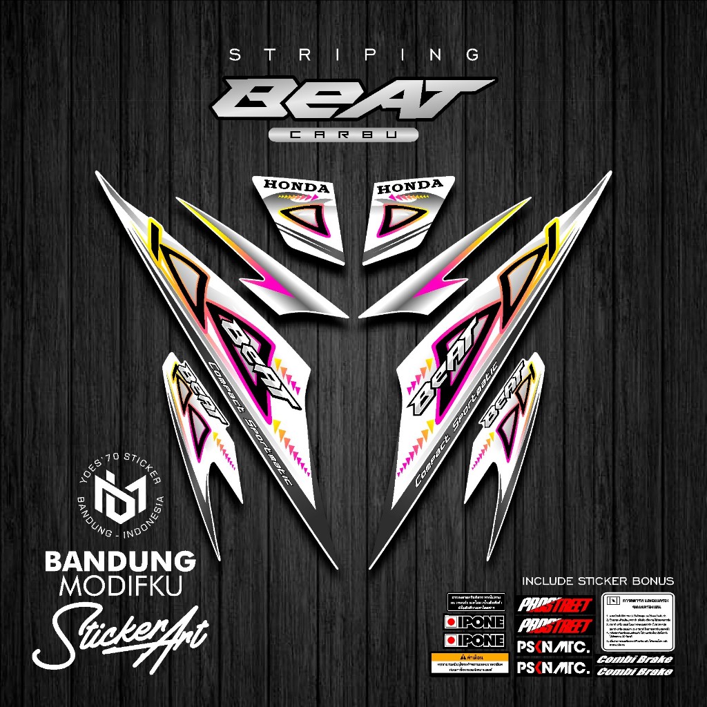 STRIPING STICKER MOTIF 0 / HONDA BEAT KARBU / BANDUNG MODIFKU / BETCARBU / STICKER VARIASI