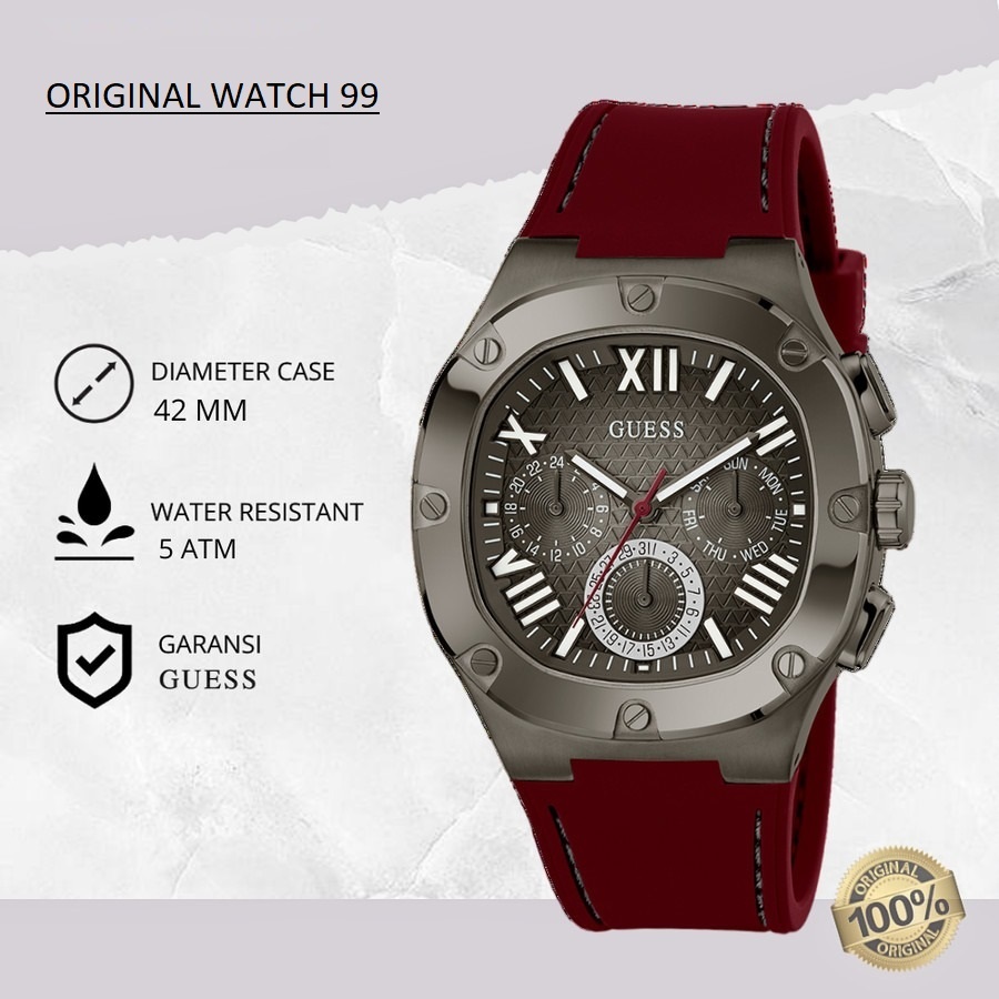 100% ORIGINAL Jam Tangan Pria Guess GW0571G4 Jam Tangan Original - Stainless Steel & Tali Rubber