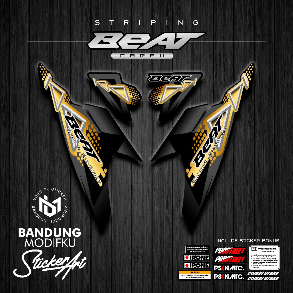 STRIPING STICKER MOTIF 11 / HONDA BEAT KARBU / BANDUNG MODIFKU / BETCARBU / STICKER VARIASI