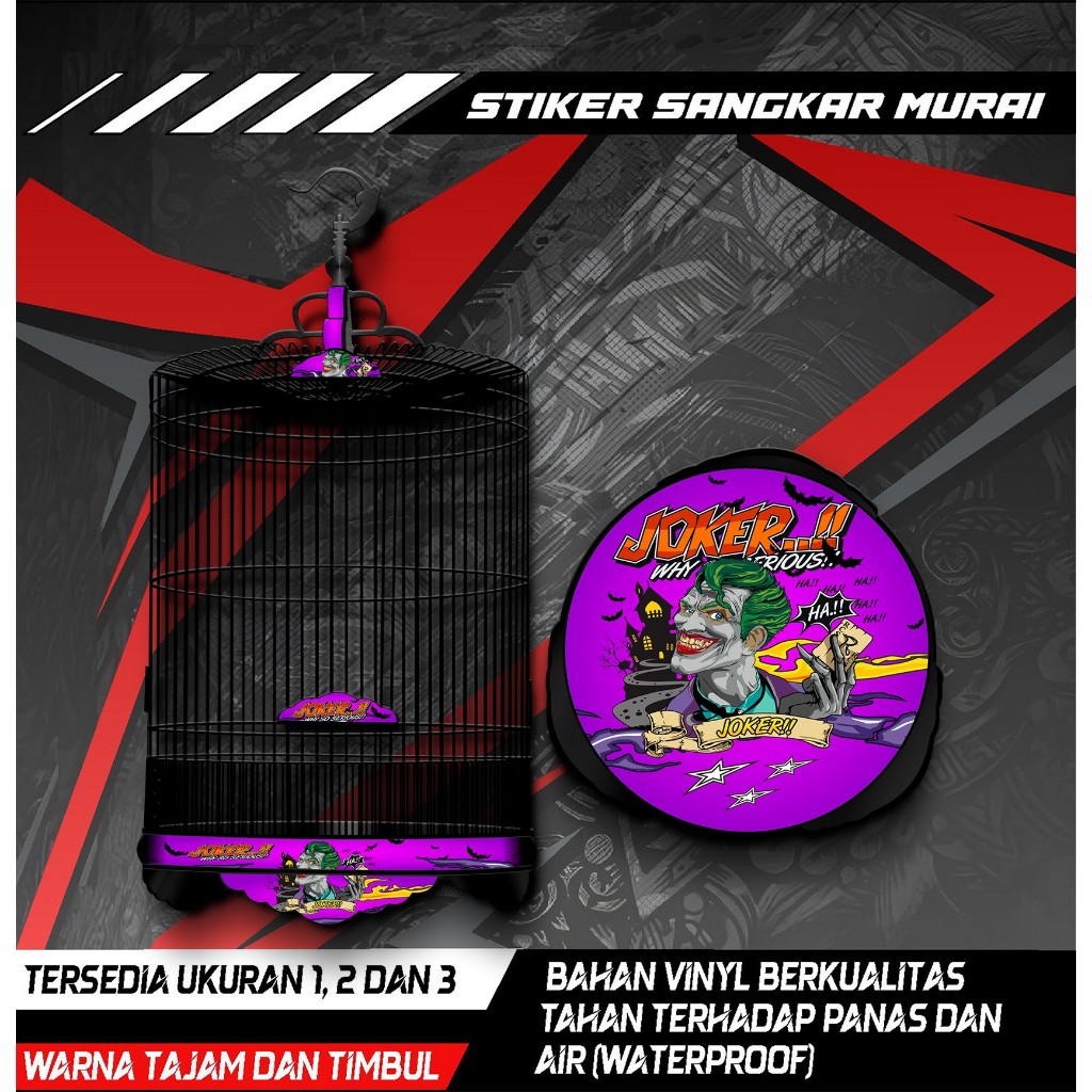 

Stiker Decal Sangkar Burung Murai, Sangkar Bulat Custom, Desain Joker, High Quality, Anti Air, Murah