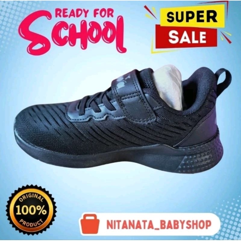Diadora Sneakers |Sepatu Sekolah Anak Warna Hitam Honduras JR|Kids Shoes - Diadora Black Original