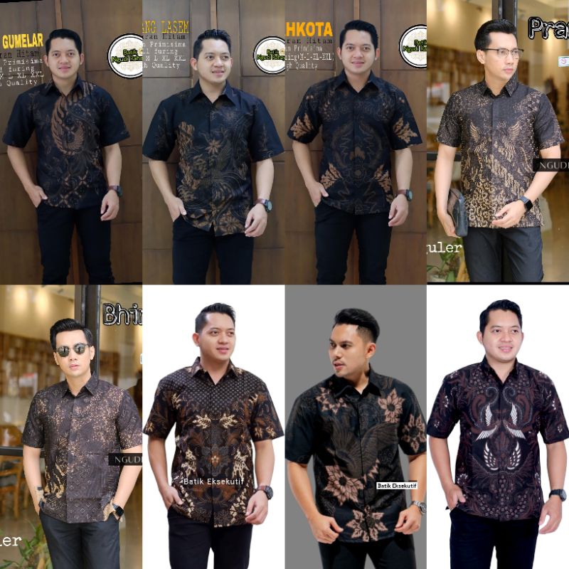 Batik Pria Hitam Lengan PENDEK Reguler Fit Keris Modern Premium Baju Atasan Batik Cowok Original