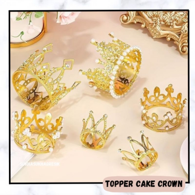 TOPPER CAKE GOLD CROWN Hiasan Kue Tart Bentuk Mahkota Mini