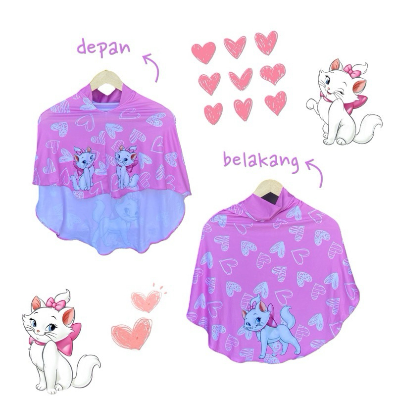 HIJAB INSTAN PRINTING ANAK MOTIF KUCING / HIJAB ANAK KARAKTER LUCU