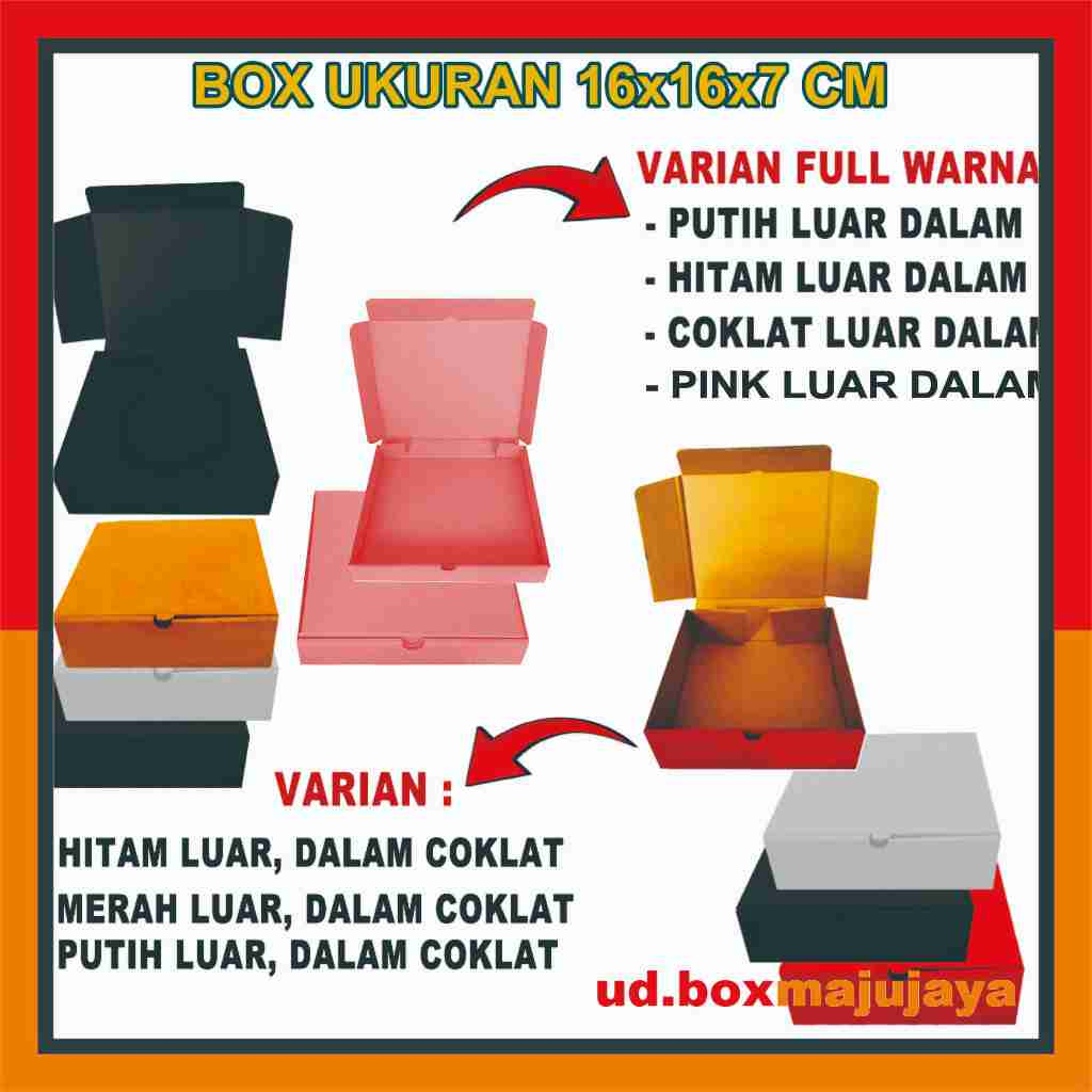 

(PAKET 10 PCS) Box 16x16x7 cm / Box Lipat Depan / Kardus Polos