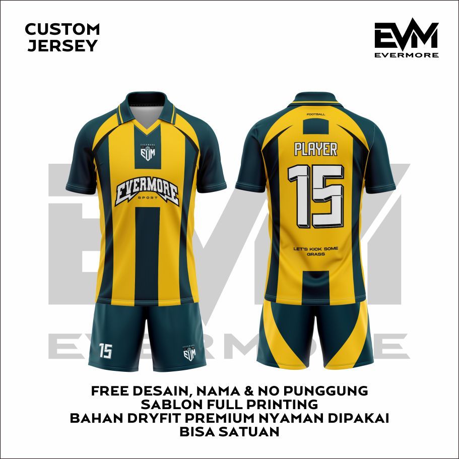 JERSEY FUTSAL/ SEPAK BOLA SUNBURST Kuning Hijau Bebas Custom Nama Milano Full printing EVM SPORT