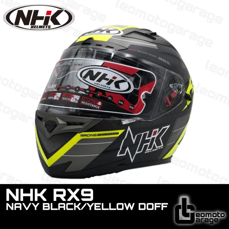NHK RX9 NAVY BLACK/YELLOW DOFF HELM FULL FACE