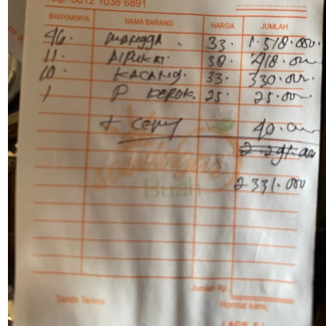 

pesanan customer 1