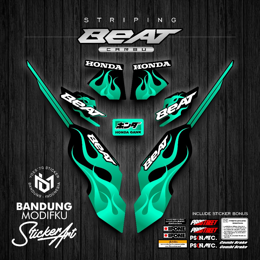 STRIPING STICKER MOTIF 21 / HONDA BEAT KARBU / BANDUNG MODIFKU / BETCARBU / STICKER VARIASI