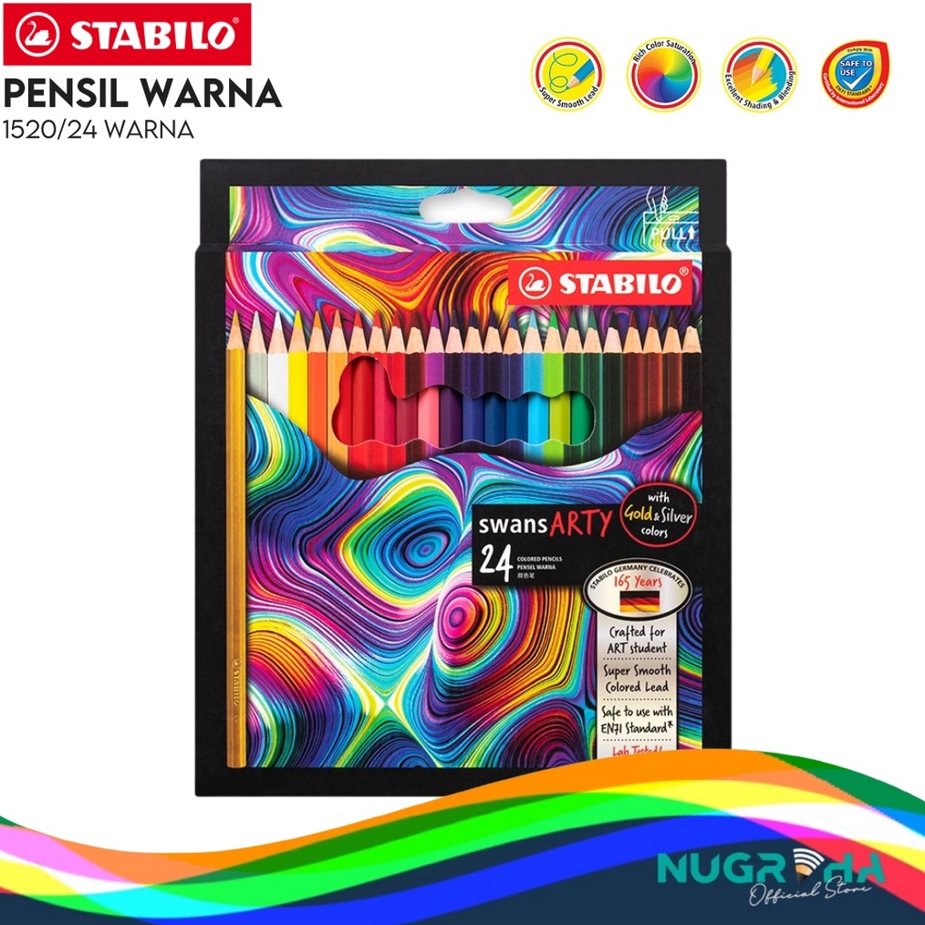 

KODE K93R Color Pencil Pensil Warna Stabilo Swans Arty 152 24 Warna Panjang