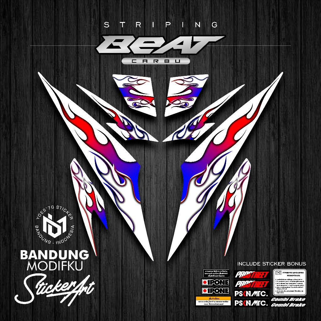 STRIPING STICKER MOTIF 26 / HONDA BEAT KARBU / BANDUNG MODIFKU / BETCARBU / STICKER VARIASI