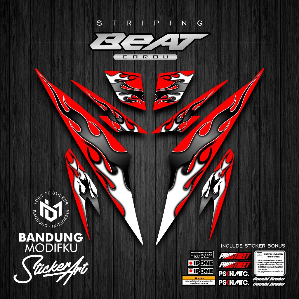 STRIPING STICKER MOTIF 27 / HONDA BEAT KARBU / BANDUNG MODIFKU / BETCARBU / STICKER VARIASI
