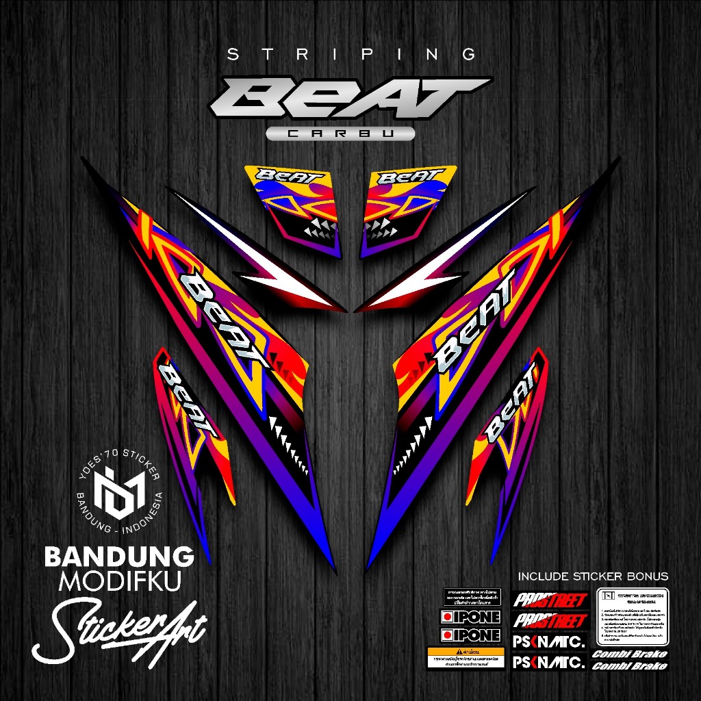 STRIPING STICKER MOTIF 29 / HONDA BEAT KARBU / BANDUNG MODIFKU / BETCARBU / STICKER VARIASI