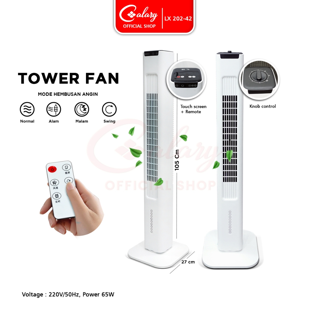 CALARY Kipas Angin Kipas Lantai Listrik Kipas Silent Tower Fan Pendingin Ruangan 202-42