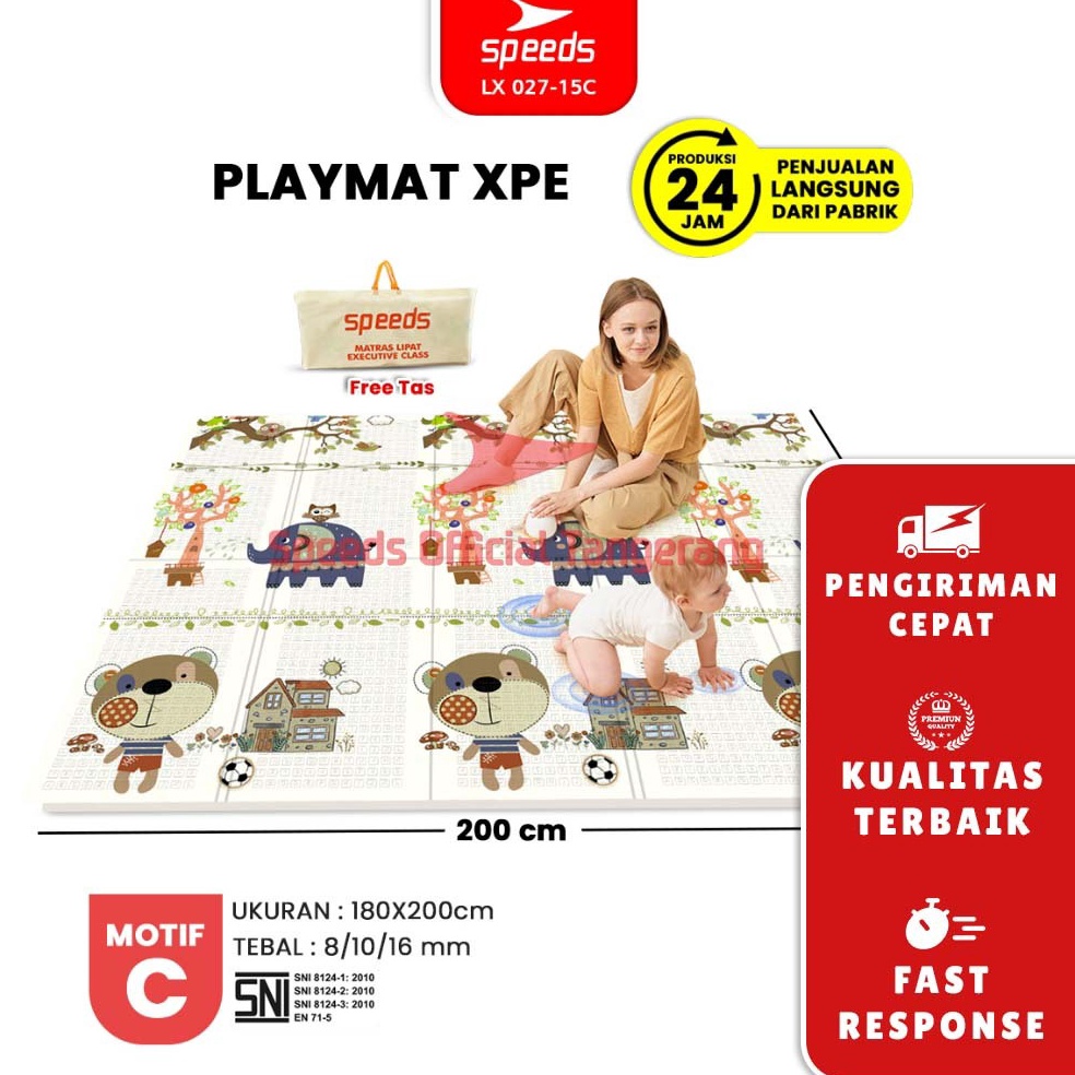 KODE S24V SNI SPEEDS Free tas Playmat Bayi 2x18cm Tebal XPE Matras Anak Playmate Babyalas lantai bay