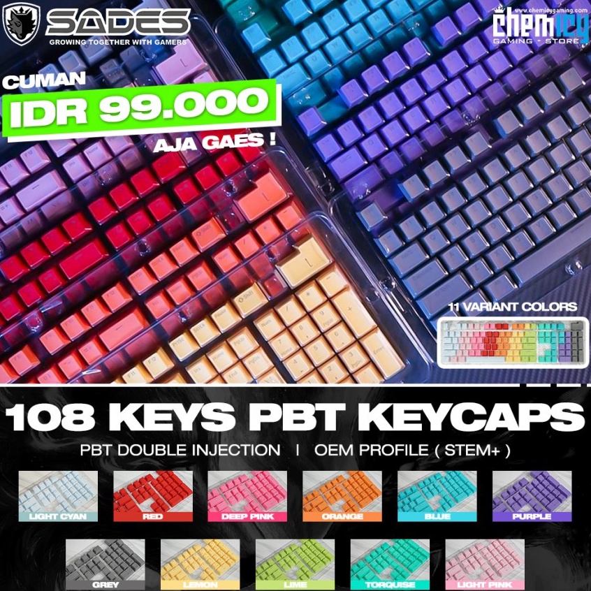Sades PBT Double Injection Keycaps 18 Set OEM Profile l B5K2