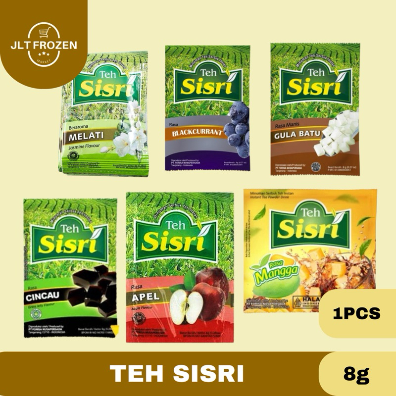 

Teh Sisri / Minuman Teh Serbuk Rasa / Teh Sisri Gula Batu / Cincau / Blackcurrant / Melati / Mangga - 1 PCS 8g