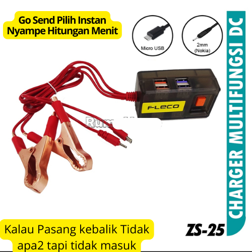 Charger HP Via TC Aki Motor/Accu Motor +Lampu Aki Charger Aki - Cas aki - Charger Accu