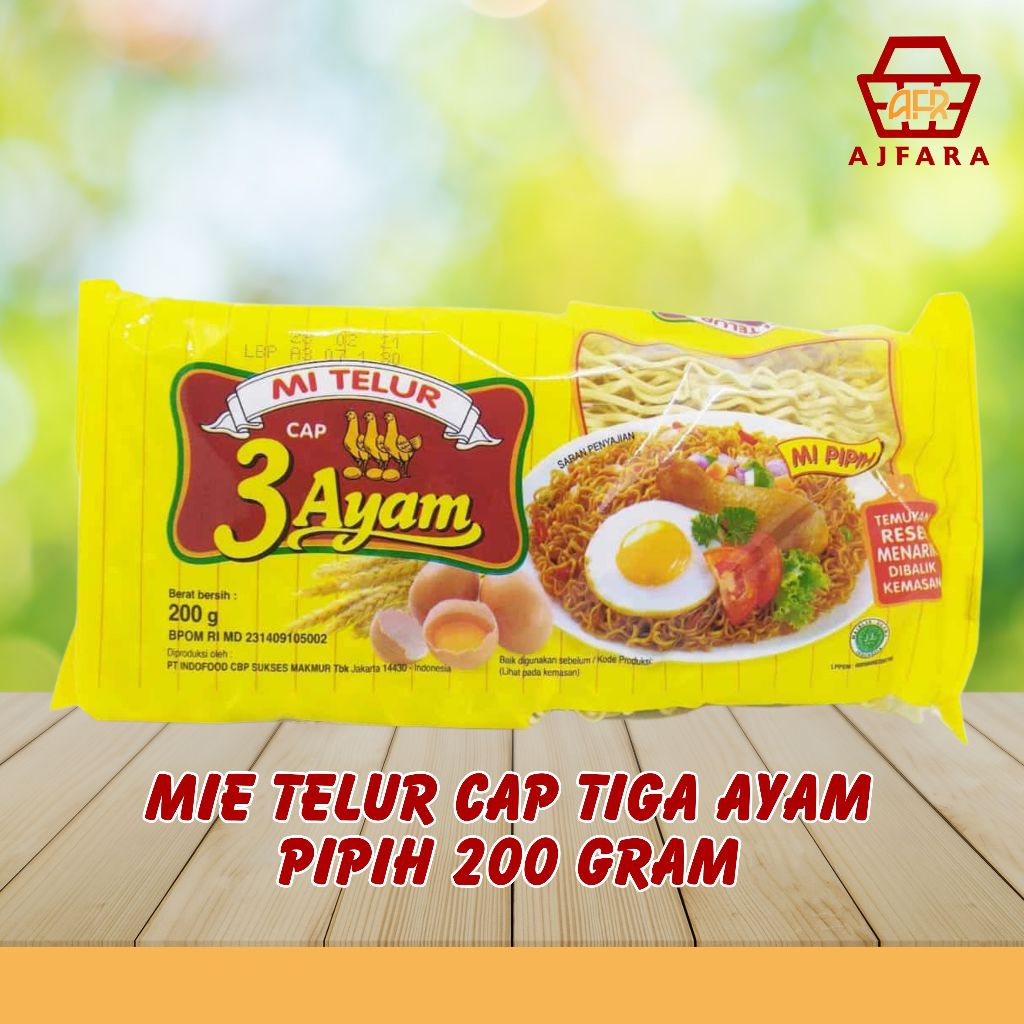 

Mie Telur Cap Tiga Ayam Pipih 200g