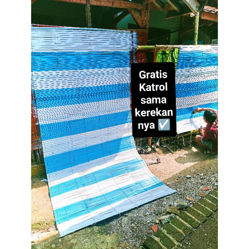 tirai bambu gulung pernis motif