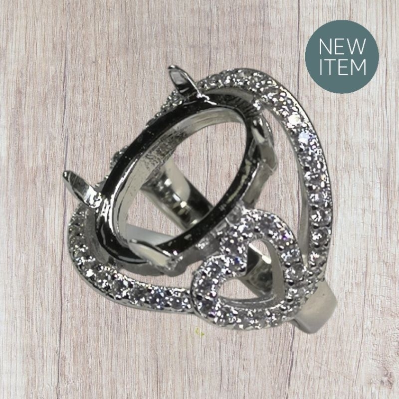 Ring cincin emban cangkang bahan alpaka untuk wanita 13x8mm