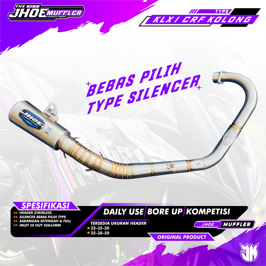 Knalpot racing KLX CRF model kolong Original Jhoe Muffler