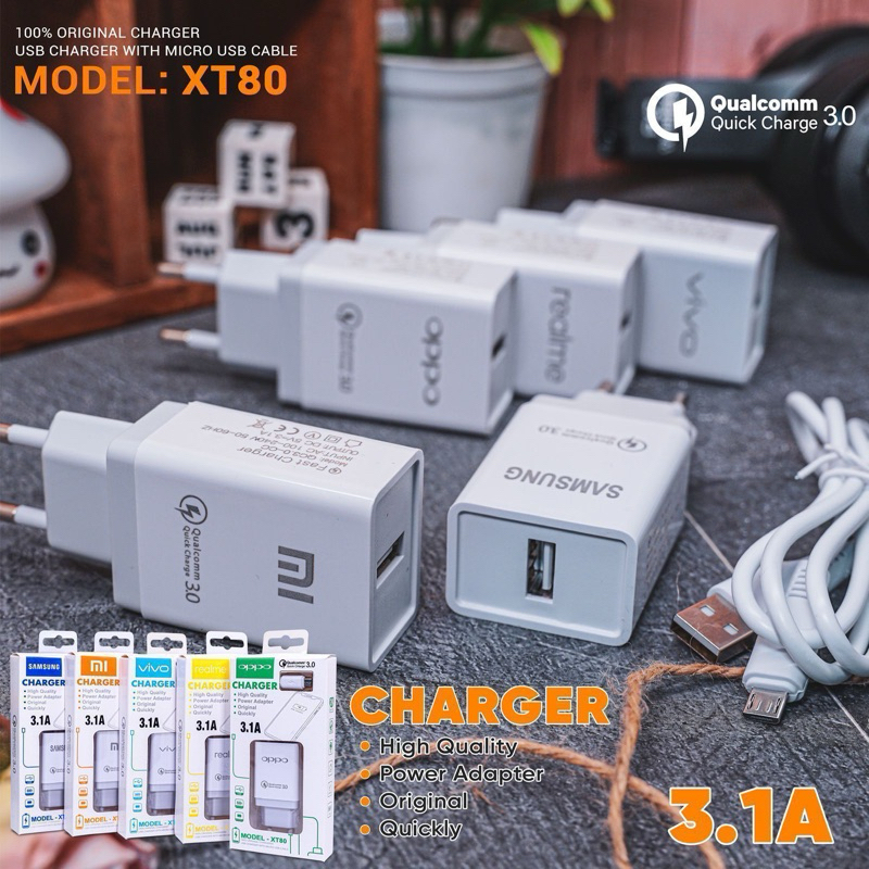 CHARGER BRANDED A80 3.1A QUALCOM MICRO USB