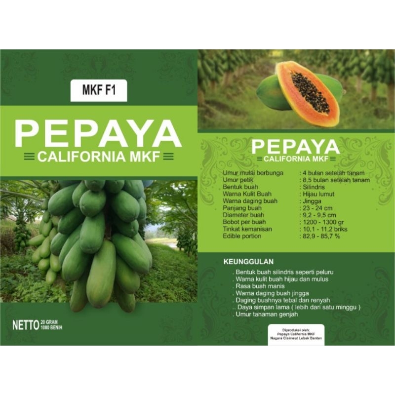 Bibit pepaya California mkf. f1 20 gram