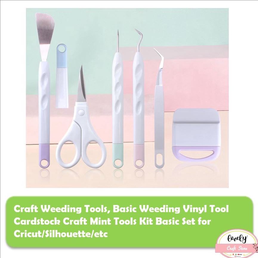 

KODE F74Y LovelyCraftStore For Cricut Maker Silhouette Cameo Craft Vinyl Basic Tools Set Weeding Tool Set Spatula Weeding Kits New DIY Scraper Piercing tool Tweezers
