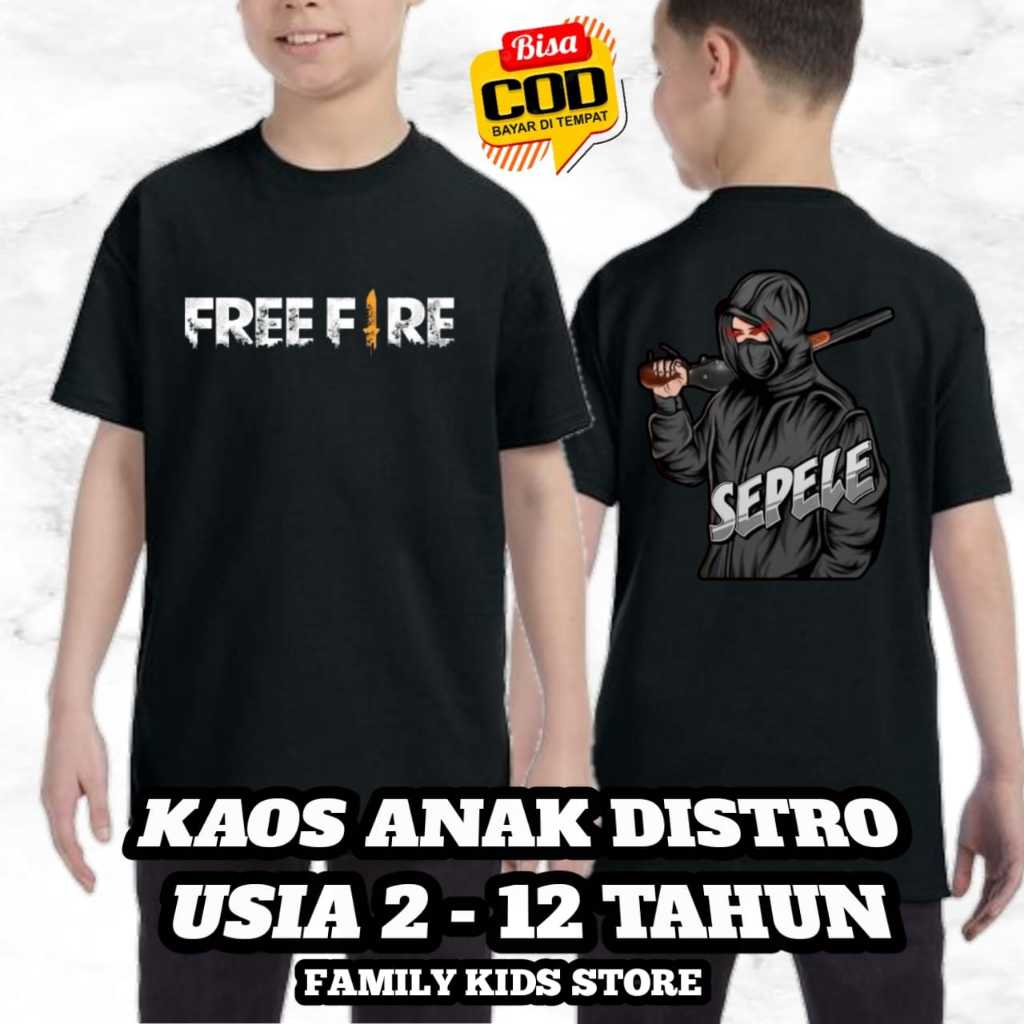 (BISA COD) KAOS ANAK BAJU ANAK FF FREE FIRE LOGO SEPELE TSHIRT ANAK FF FREE FIRE