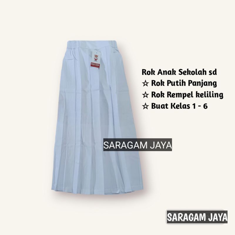 Rok putih sd panjang,Seragam sekolah sd,Rok sekolah anak sd