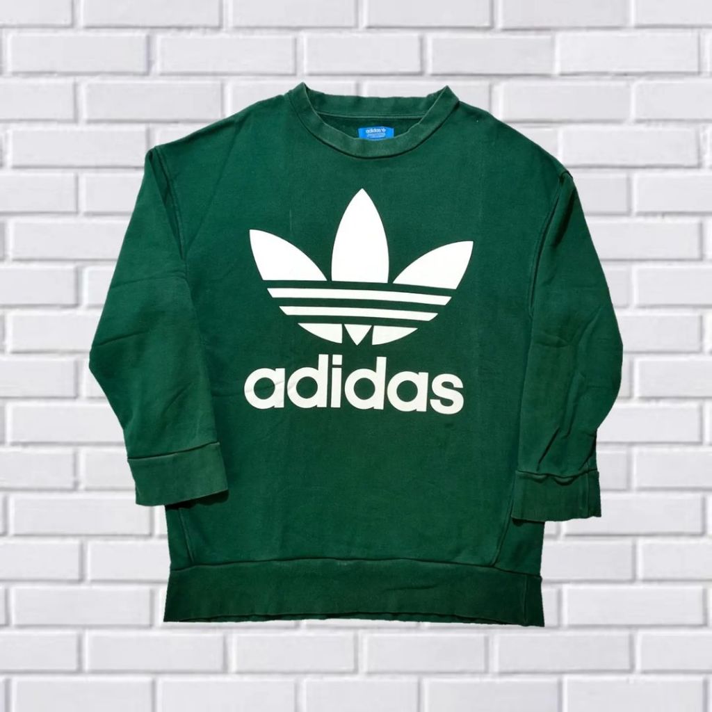 SWEATER CREWNECK ADIDAS TREFOIL BIG LOGO, SIZE XL (SECOND BRANDED) HIJAU, CN0084