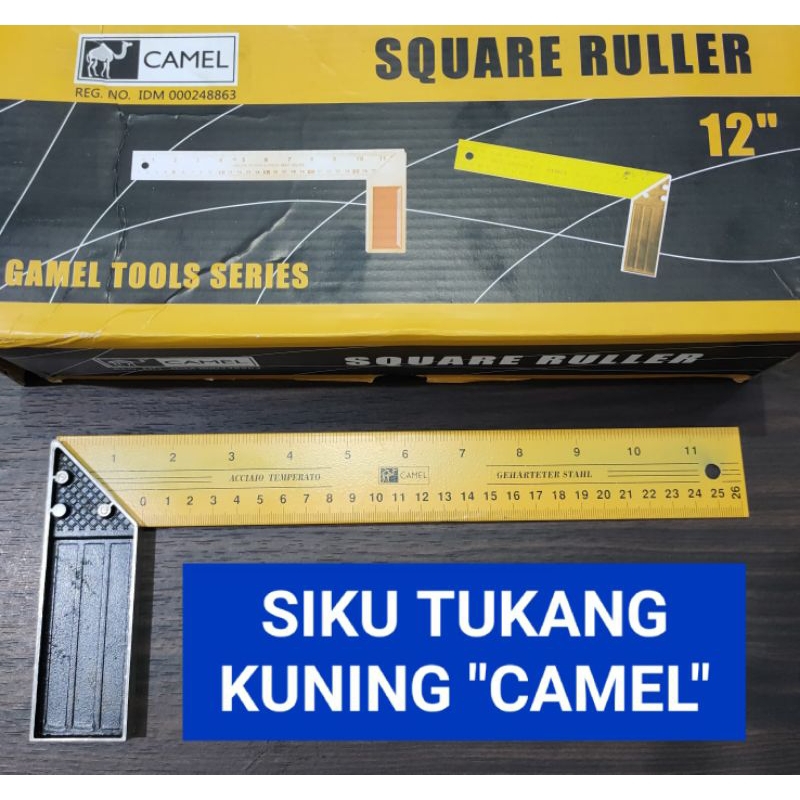 

SIKU TUKANG KUNING CAMEL | SIKU METER PENGGARIS SIKU TUKANG BESI | PENGGARIS SIKU L 12 INCH