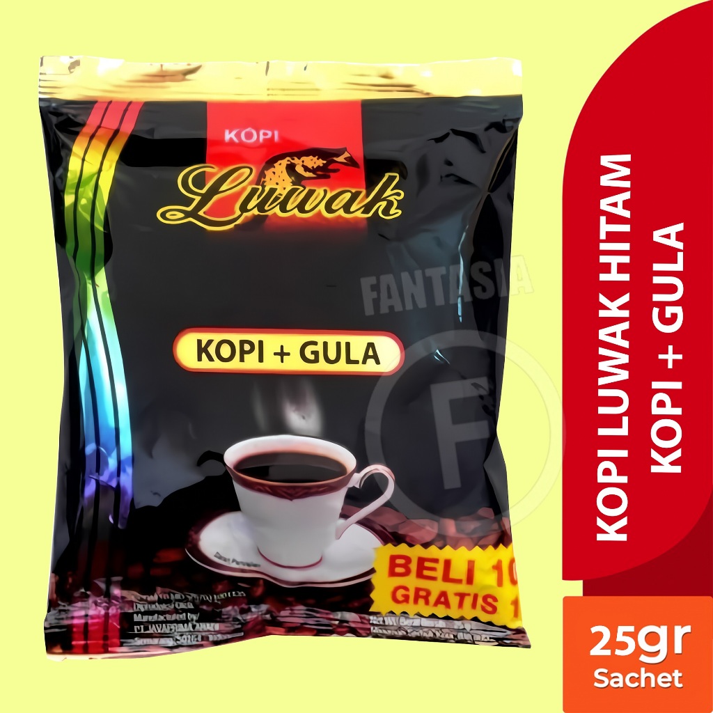 

KOPI LUWAK HITAM GULA 25 GRAM PER PACK ISI 15 SACHET FUN CORNER
