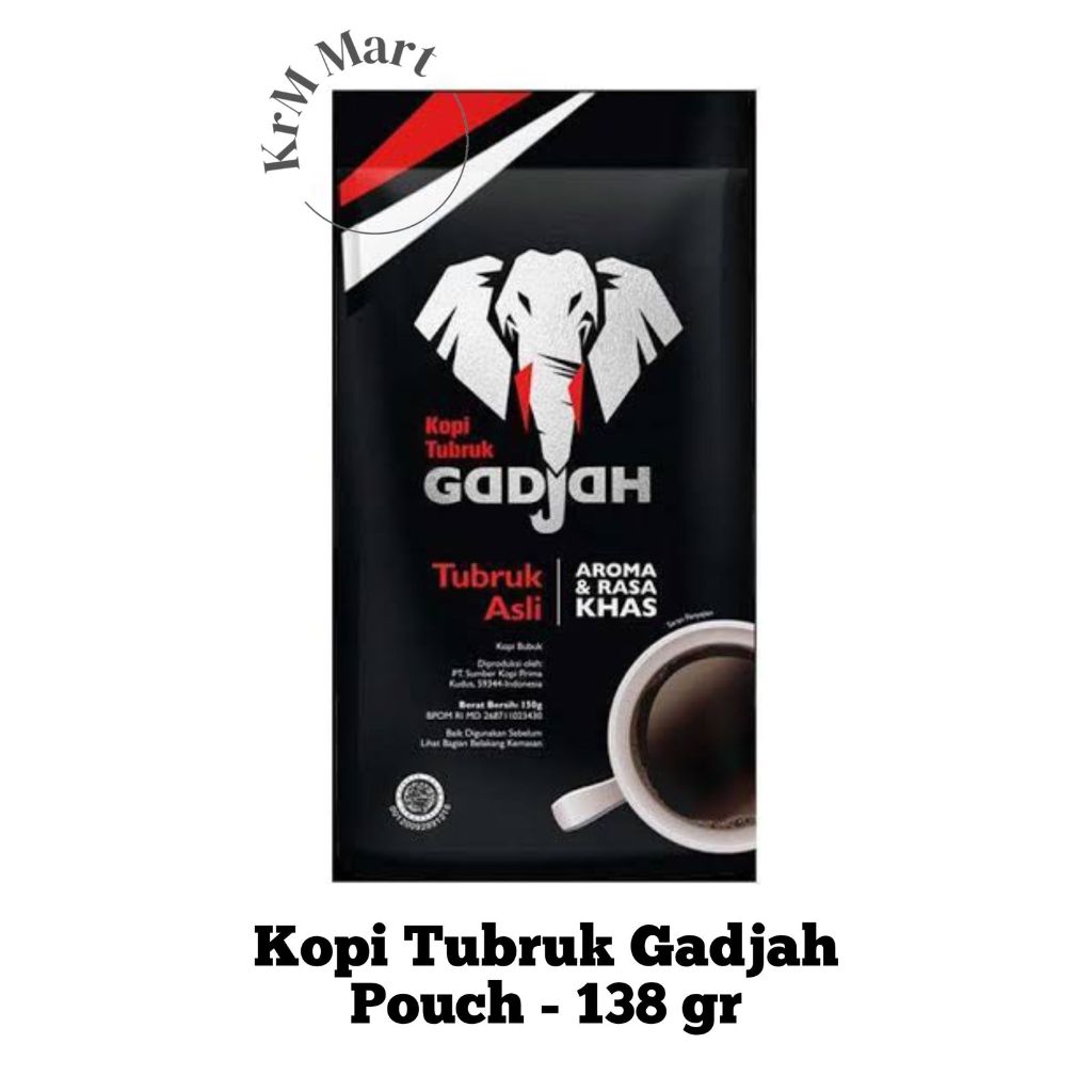 

Kopi Tubruk Gadjah kemasan Pouch 138 gr aroma dan rasa khas kopi gajah hitam asli