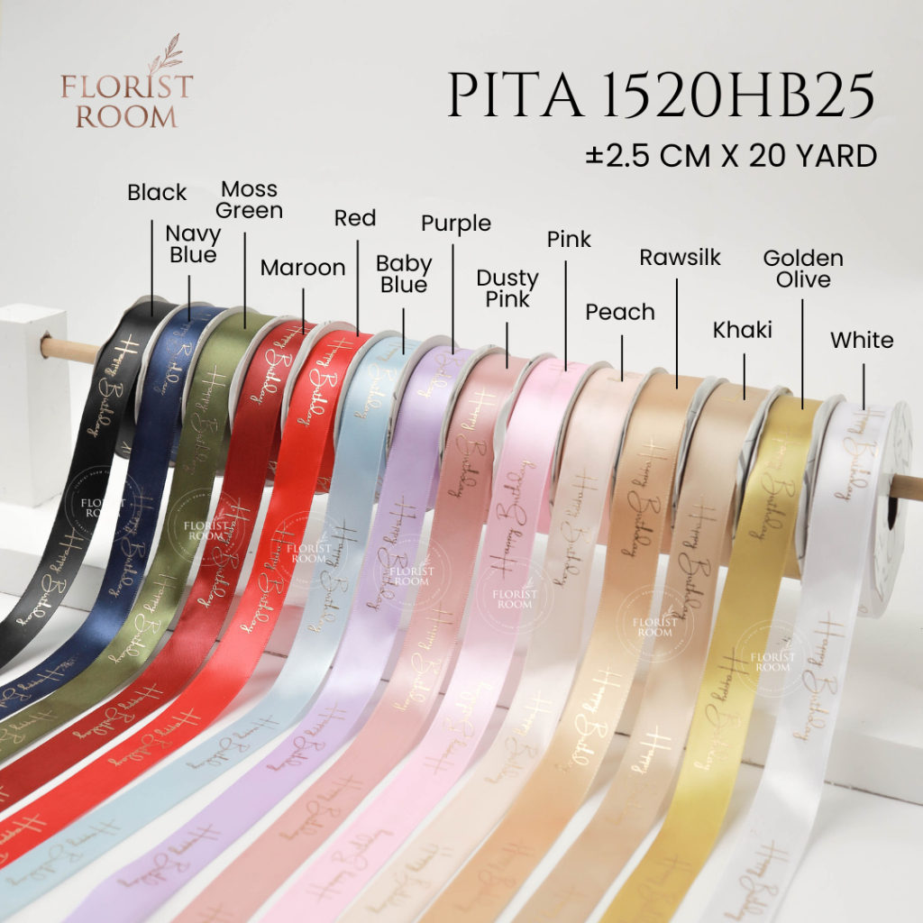 

Pita 1520HB25 - Happy Birthday Ribbon ±2.5 cm x 20 yard - HBD - Pita Ulang Tahun - Hamper - hadiah