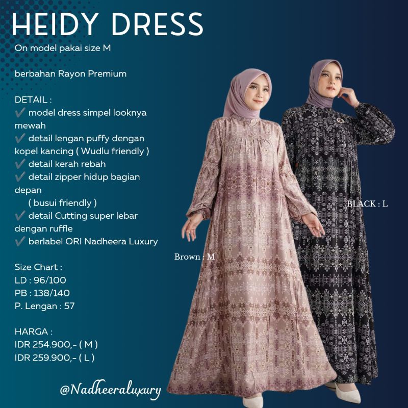 GAMIS TERBARU HEIDY DRESS ORI NADHEERA LUXURY