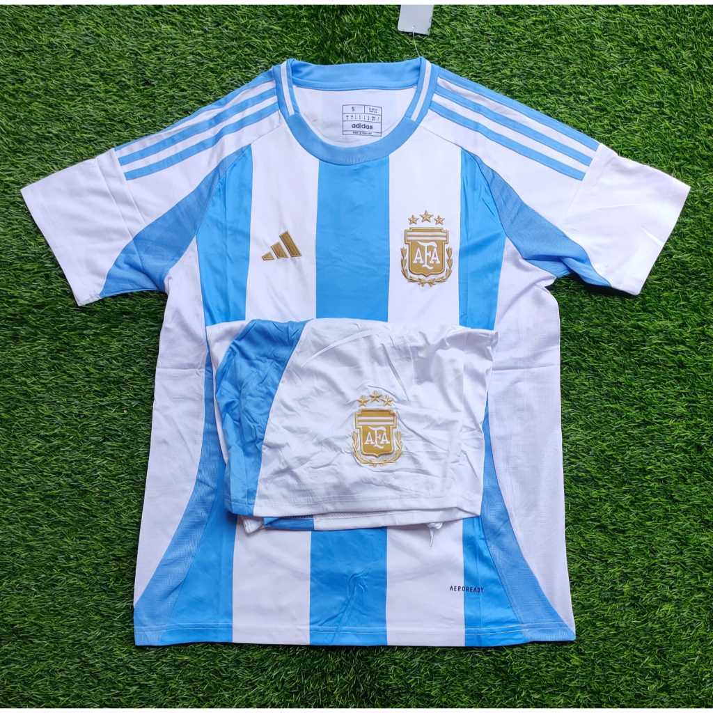 STELAN BAJU + CELANA JERSEY ARGENTINA HOME NEW COPA AMERIKA 2024 - BAJU BOLA ARGENTINA HOME 2024 COP
