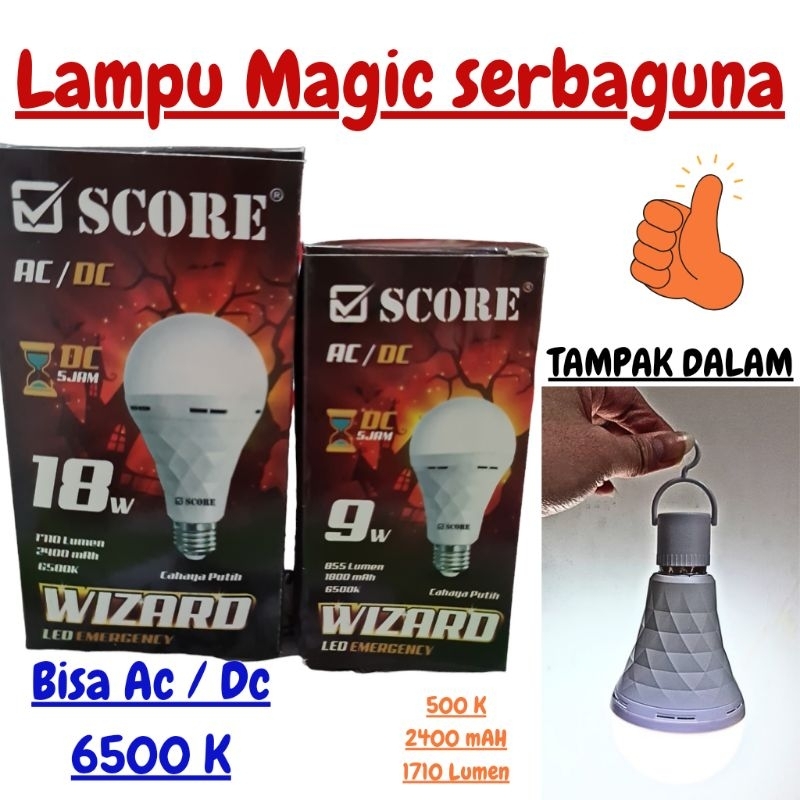 Magic Lamp SCORE WIZARD / Lampu emergency Led ajaib bohlam lampu listrik termurah